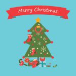 Juletræ med gaver kort